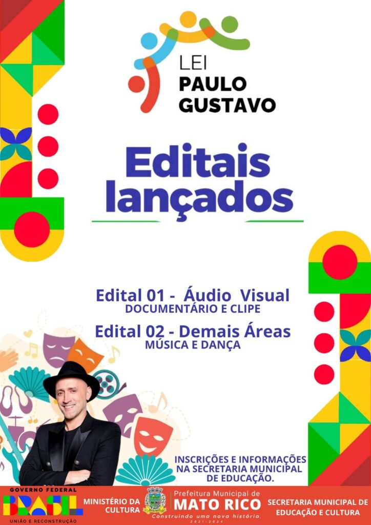 Novos editais da Lei Paulo Gustavo são lançados para Mato Rico